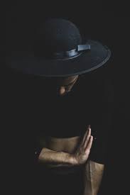 Man Wearing Black Hat, black background ...
