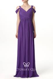 Royal Purple Chiffon Cold Shoulder Bridesmaid Dress
