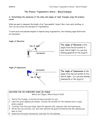 Trigonometry questions for your custom printable tests and worksheets. 29 Trigonometric Ratios Word Problems Worksheet Worksheet Resource Plans