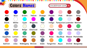 140 colors names in english with pictures