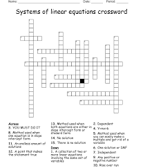 Systems Of Linear Equations Crossword