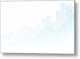 Abstract Financial Chart With Up Trend Line Graph And Bar Chart In Stock Market On White Color Background Metal Print