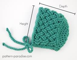 Crochet Bonnet Sizing Chart Pattern Paradise