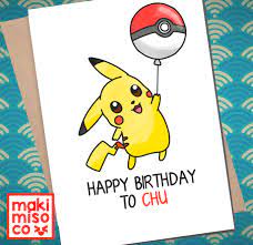This pikachu card is perfect for any pokemon fan with a birthday coming up! Pikachu Birthday Card Love Birthday Boyfriend Girlfriend Print Friend Cute Animal Pun Food Couple Birthday Card Puns Pokemon Birthday Card Birthday Cards Diy