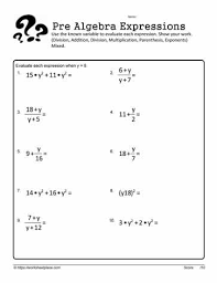 simplify the expressions worksheets