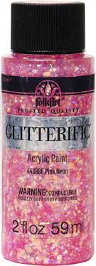 folkart glitterific glitter paint 2oz neon pink