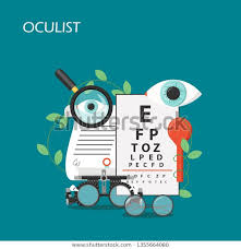 Oculist Vector Flat Illustration Magnifying Glass Stock