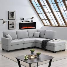 Linen Fabric Modern Sectional Sofa