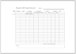 Breast Self Examination Record Sheet Template Printable