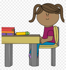 Clipart for student at desk. Student Working At Desk Clipart School Girl Sitting Student Sitting At Desk Clipart Free Transparent Png Clipart Images Download