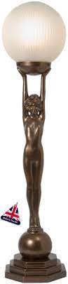 Brass Art Deco Lady Table Lamp With