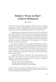tolkien s essay on man a look at mythopoeia clive tolley document is being loaded