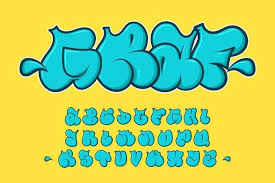 graffiti bubble font vector art icons