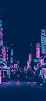 aesthetic neon city blue cool purple