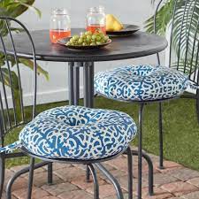 Greendale Home Fashions Indigo Lattice 15 In Round Outdoor Bistro Chair Cushion 2 Pack