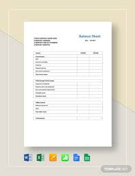 balance sheet template 16 free