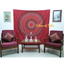 Cotton Printed Red Queen Size Wall Tapestry