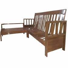 Teak Wood 6 Seater Brown Wooden Sofa At