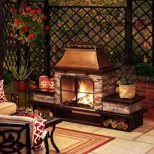 Sunjoy Maryland Bel Aire 48 03 In Copper Fireplace With Faux Stack Stone Finish