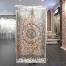qum rug handmade oriental silk beige