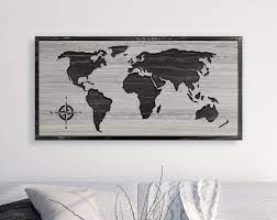 Map Decor Home Wall Decor Wooden Map