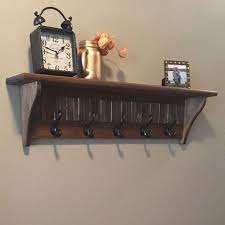 wood wall shelf rustic coat rack