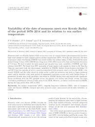 32 °c (at 14:30) minimum temperature yesterday: Pdf Variability Of The Date Of Monsoon Onset Over Kerala India Of The Period 1870 2014 And Its Relation To Sea Surface Temperature