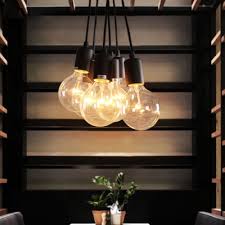 7 Light Edison Bulb Led Multi Light Pendant In Black For Dining Room Kitchen Bar Counter Takeluckhome Com
