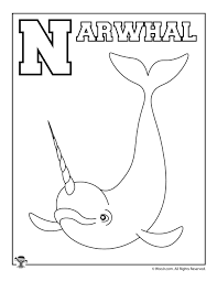 Free printable coloring pages with letter n. N Is For Narwhal Coloring Page Woo Jr Kids Activities