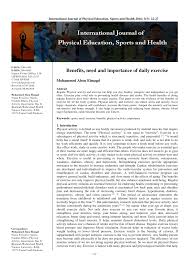 pdf benefits need and importance of daily exercise