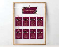 Wedding Seating Chart Template Table Seating Chart Printable Seating Chart Cards Burgundy Reception Seating Instant Download Templett 120
