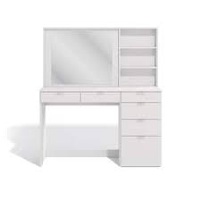 julie 6 drawer white vanity with mirror