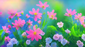 flower background with pink and blue