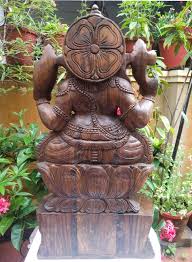 Ganesha Statue 2 Feet Wooden Hindu God
