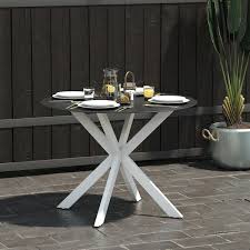 White Round Metal Outdoor Dining Table