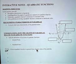 Quadratic Functions Learning Objectives