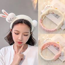 rabbit head plush headband wash face