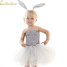 Us 11 39 5 Off Cute Girls Rabbit Bunny Girl Tutu Dress Halloween Cosplay Costume Baby Black White Wedding Party Dress For Kids Princess Dress In