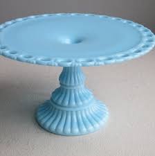 Imperial Blue Milk Glass Cake Plate