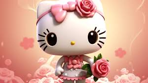 o kitty in rose garden cute hd