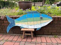 Large Wooden Fish Sign Painted Fish Art