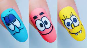 spongebob squarepants nail design