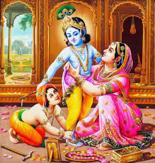 Lord Krishna with Mother Yashoda and ...