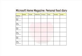 Food Log Template In Word Document Blank Diary Printable