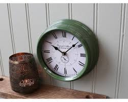 French Green Metal Wall Clock