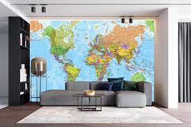 Giant World Map Mural Classic Home
