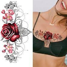 Acheter Pendentif Fleur de Rose Tatouages Temporaires Pour Femmes Adulte  Géométrique Dahlia Tigre Faux Tatouage Poitrine Cuisse Demi-Manche Tatoo  Autocollants | Joom