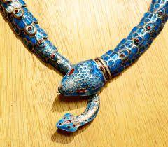 sterling silver detailed snake necklace