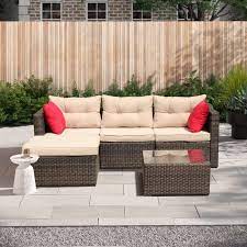 #outdoor #outdoorfurniture #patio #outdoordecorideas #conversationpatioset #patiochairs #patiotable. Outdoor Wicker Sectional Seating For Patio 2021 Upgrade 5 Piece Conversation Furniture Set W Sectional Chaise Longue Tempered Glass Coffee Table 7 Padded Cushions Ottoman Beige S2254 Walmart Com Walmart Com