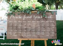Rustic Wedding Seating Plan Sign Table Chart Guest Names Decal Print For Wood Board Board Not Included